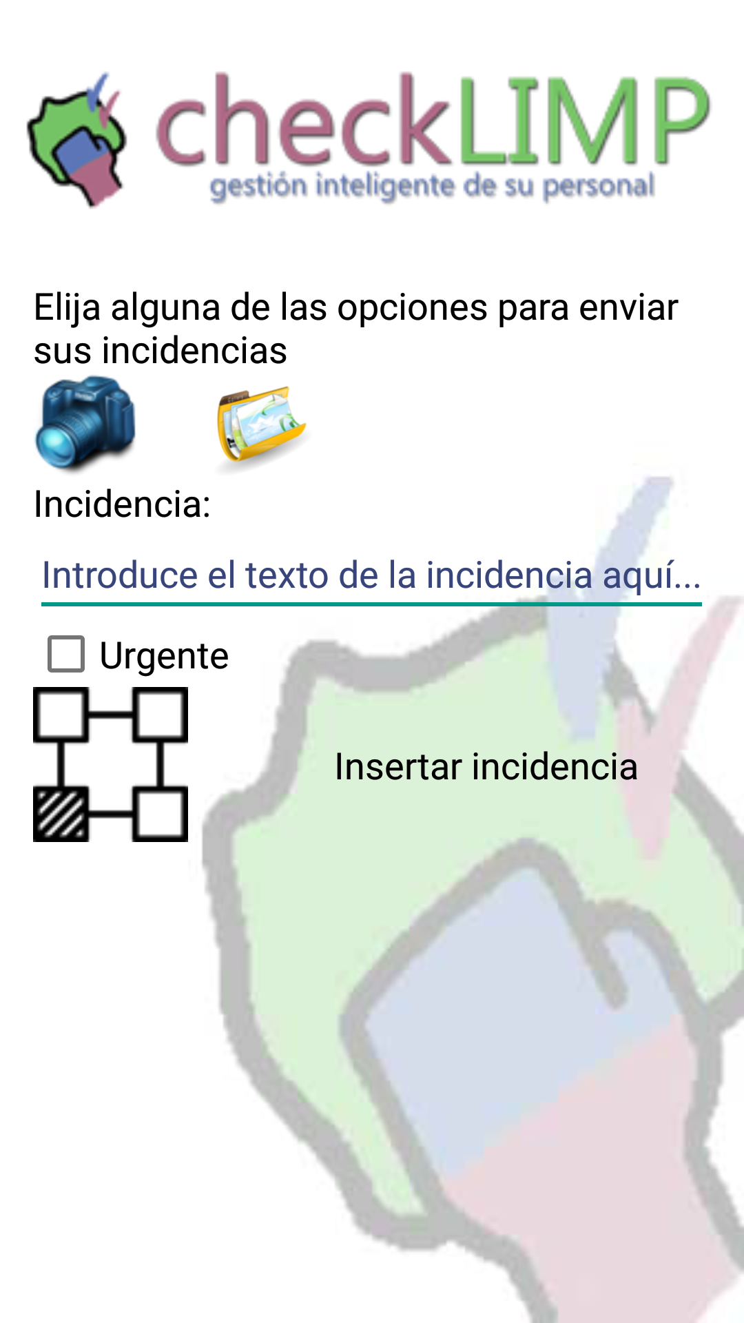 CheckLimp: insertar incidencia con foto y texto